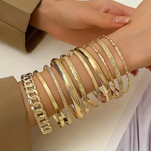 10 Pcs Set Of Delicate Bracelet Alloy Jewelry Delicate Female Bracelet For Daily - Picture 1 of 3